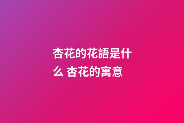 杏花的花語是什么 杏花的寓意